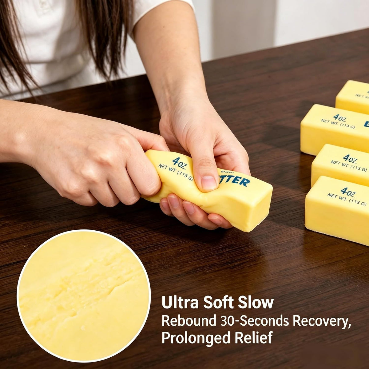 Butter Squishy Toy, Squishy Butter Stick, Butter Stress Toy, Squeeze Butter Squishy - Slow Rising Party Favor Stress Relief Gift for Kids 4-8 8-12 (1Pcs Butter Stick)