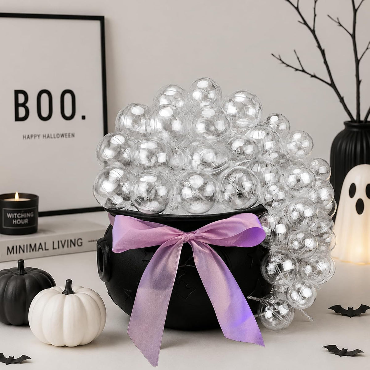Halloween Decorations Indoor,Black Witches Cauldron,Halloween Party Decorations,Plastic Cauldron Pot,Bubble Witch Cauldron DIY Set for Kitchen Table Decor