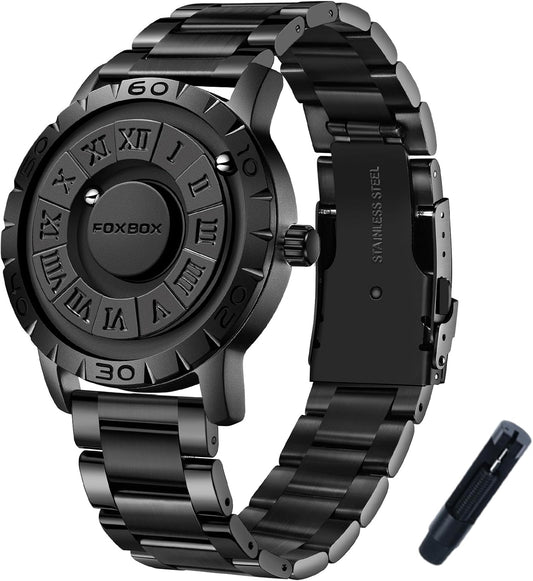 Men'S Watch Magnetic Floating Ball Pointer Roman Numerals Quartz Watches