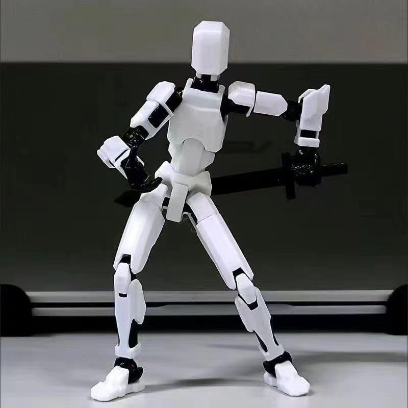 Titan13 Action Figure, Lucky Robot 13 Action Figure,3D Printed Multi-Jointed Movable Action Figures,Dummy Robot 13 Figure Creative Gifts for Kids Adults(White)