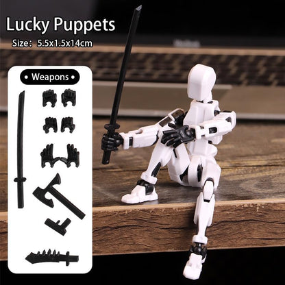 Titan13 Action Figure, Lucky Robot 13 Action Figure,3D Printed Multi-Jointed Movable Action Figures,Dummy Robot 13 Figure Creative Gifts for Kids Adults(White)