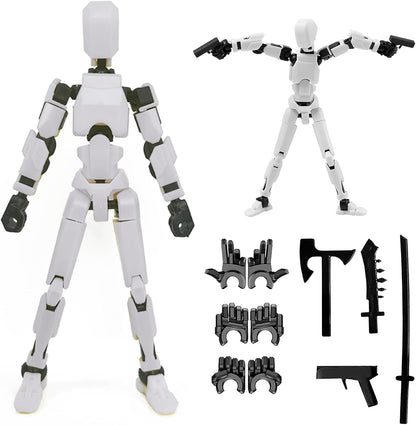 Titan13 Action Figure, Lucky Robot 13 Action Figure,3D Printed Multi-Jointed Movable Action Figures,Dummy Robot 13 Figure Creative Gifts for Kids Adults(White)