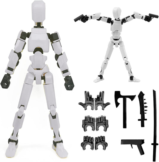 Titan13 Action Figure, Lucky Robot 13 Action Figure,3D Printed Multi-Jointed Movable Action Figures,Dummy Robot 13 Figure Creative Gifts for Kids Adults(White)