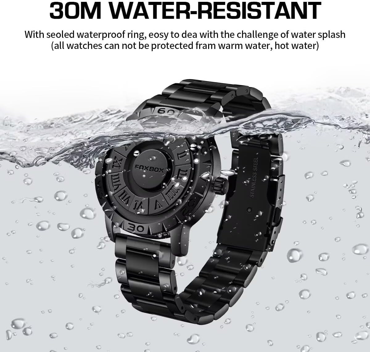 Men'S Watch Magnetic Floating Ball Pointer Roman Numerals Quartz Watches