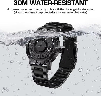Men'S Watch Magnetic Floating Ball Pointer Roman Numerals Quartz Watches