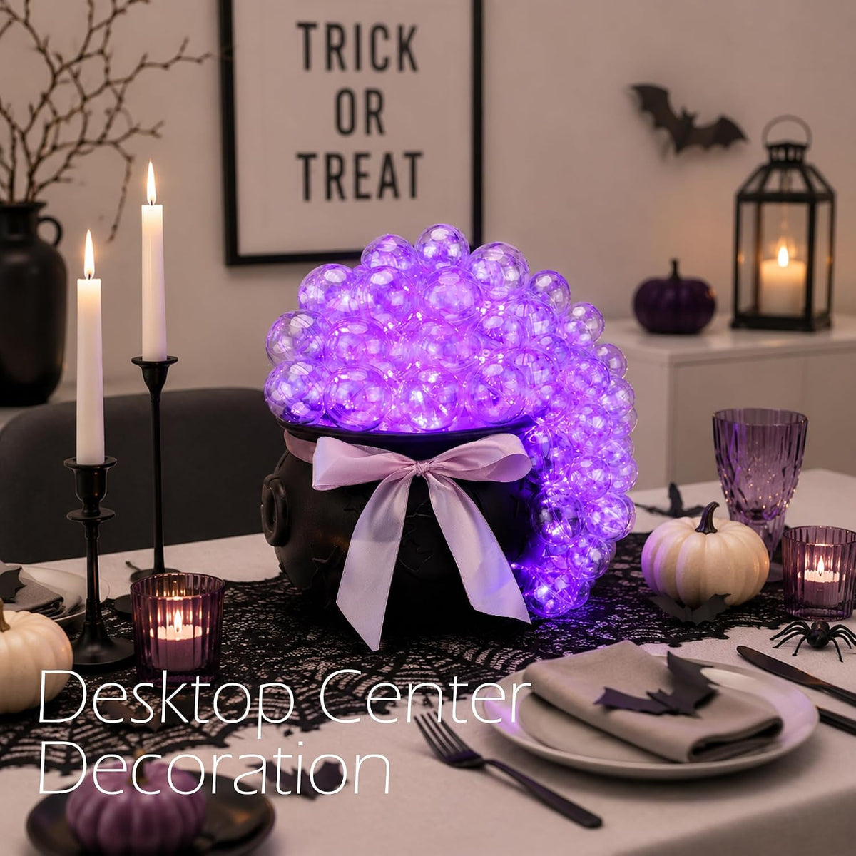 Halloween Decorations Indoor,Black Witches Cauldron,Halloween Party Decorations,Plastic Cauldron Pot,Bubble Witch Cauldron DIY Set for Kitchen Table Decor