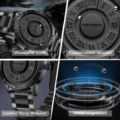 Men'S Watch Magnetic Floating Ball Pointer Roman Numerals Quartz Watches