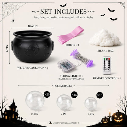 Halloween Decorations Indoor,Black Witches Cauldron,Halloween Party Decorations,Plastic Cauldron Pot,Bubble Witch Cauldron DIY Set for Kitchen Table Decor