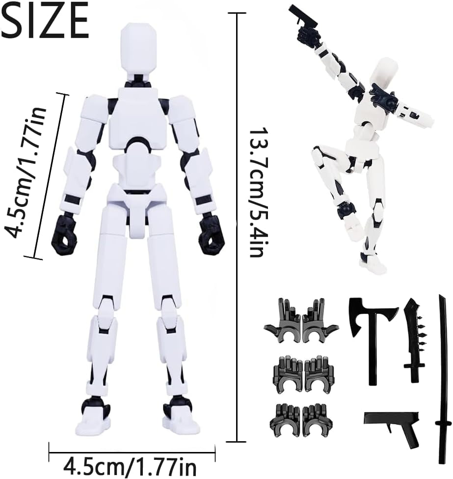 Titan13 Action Figure, Lucky Robot 13 Action Figure,3D Printed Multi-Jointed Movable Action Figures,Dummy Robot 13 Figure Creative Gifts for Kids Adults(White)