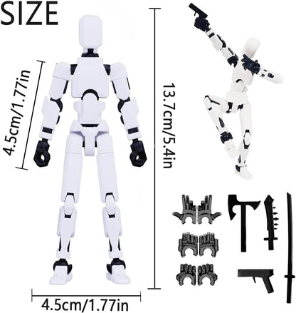 Titan13 Action Figure, Lucky Robot 13 Action Figure,3D Printed Multi-Jointed Movable Action Figures,Dummy Robot 13 Figure Creative Gifts for Kids Adults(White)